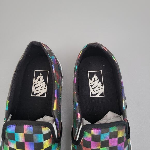 Vans Checkerboard Slip On Womens Shoes Size 11 Black Iridescent - Picture 6 of 10